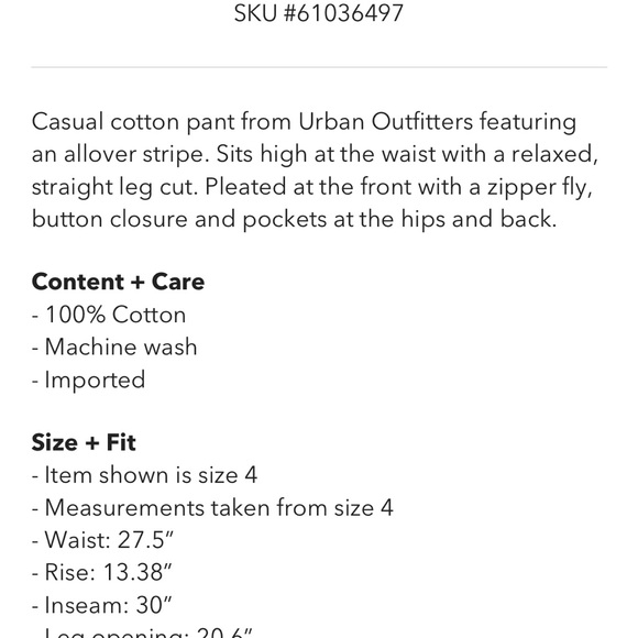 Urban outfitters striped wide leg pants - Picture 2 of 6